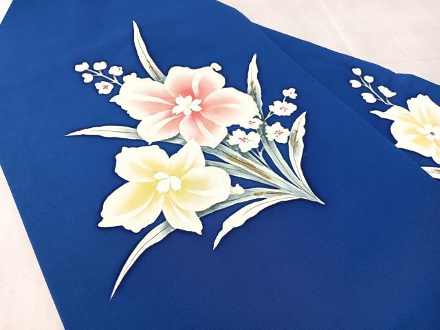 平和屋着物●塩瀬　九寸名古屋帯　手描き　草花文　金彩　正絹　逸品　CABK4683vp