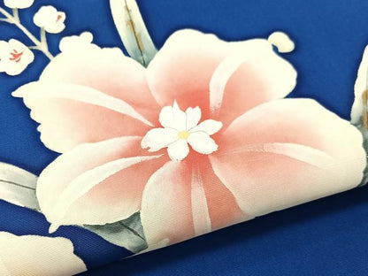 平和屋着物●塩瀬　九寸名古屋帯　手描き　草花文　金彩　正絹　逸品　CABK4683vp