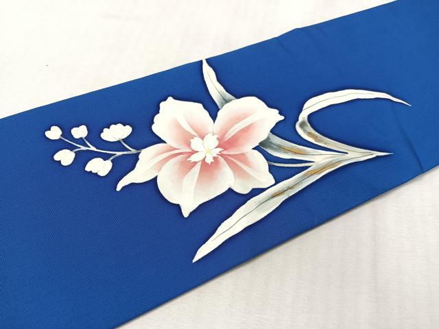 平和屋着物●塩瀬　九寸名古屋帯　手描き　草花文　金彩　正絹　逸品　CABK4683vp