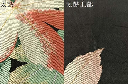 平和屋着物●九寸名古屋帯　舞葉文　黒地　金銀糸　正絹　逸品　CABK4685vp