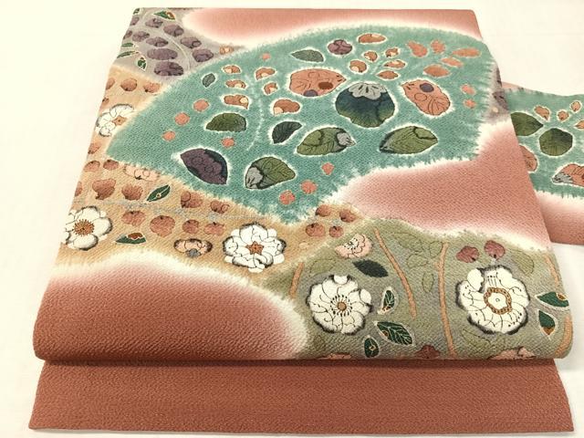 平和屋着物●九寸名古屋帯　絞り　辻が花　鬼しぼ縮緬　正絹　逸品　CABK4686vp