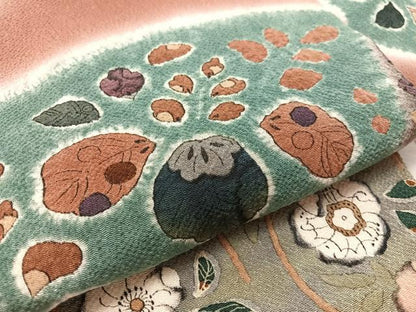 平和屋着物●九寸名古屋帯　絞り　辻が花　鬼しぼ縮緬　正絹　逸品　CABK4686vp