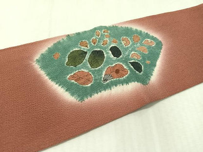 平和屋着物●九寸名古屋帯　絞り　辻が花　鬼しぼ縮緬　正絹　逸品　CABK4686vp