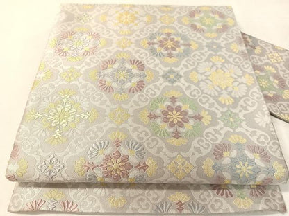 平和屋着物●全通柄　九寸名古屋帯　唐織　菱花文　金糸　正絹　逸品　CABK4690vp