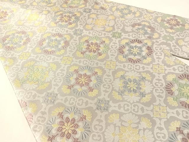 平和屋着物●全通柄　九寸名古屋帯　唐織　菱花文　金糸　正絹　逸品　CABK4690vp