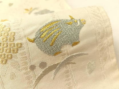 平和屋着物●太鼓柄袋帯　総刺繍　動物舞桜　金銀糸　正絹　逸品　CABK4694vp