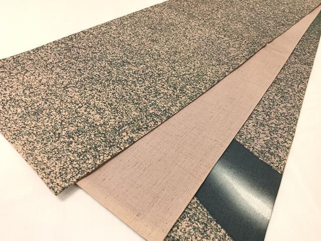 平和屋着物●太鼓柄袋帯　紬地　抽象文様　銀彩　正絹　逸品　CABK4695vp