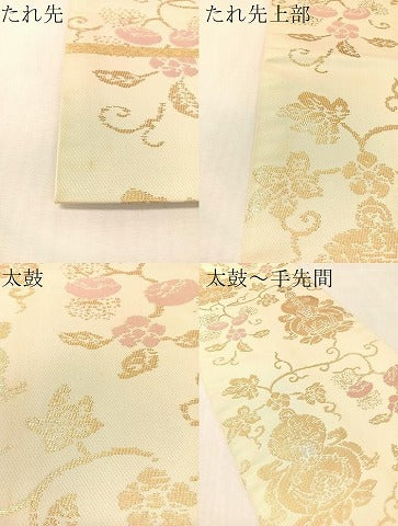 平和屋着物●龍村晋謹製　全通柄袋帯　名物吉祥瓢金襴錦　金銀糸　正絹　逸品　CABK4701vp