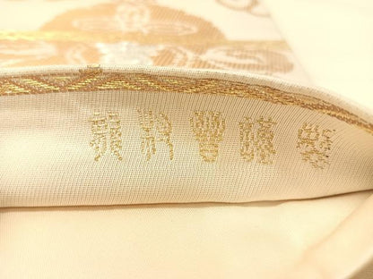平和屋着物●龍村晋謹製　全通柄袋帯　名物吉祥瓢金襴錦　金銀糸　正絹　逸品　CABK4701vp