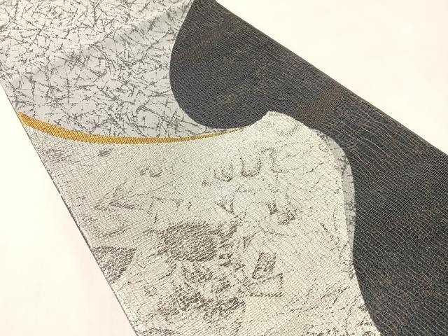平和屋着物●六通柄袋帯　櫛織　幾何学文様　金糸　正絹　逸品　CABK4704vp