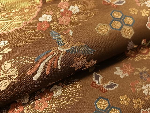 平和屋着物●西陣　橋本テル織物謹製　六通柄袋帯　唐織　雪輪花鳥蝶文　金糸　証紙付き　正絹　逸品　CABK4710vp