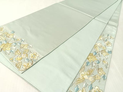 平和屋着物●西陣　川島織物　太鼓柄袋帯　総刺繍　駒刺繍　更紗花喰鳥　銀糸　正絹　逸品　未使用　CABK4712vp