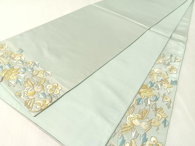 平和屋着物●西陣　川島織物　太鼓柄袋帯　総刺繍　駒刺繍　更紗花喰鳥　銀糸　正絹　逸品　未使用　CABK4712vp