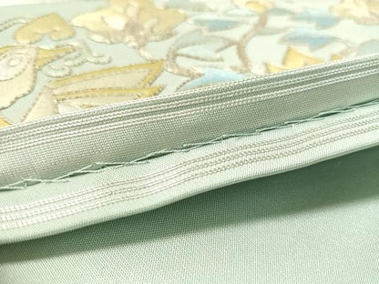 平和屋着物●西陣　川島織物　太鼓柄袋帯　総刺繍　駒刺繍　更紗花喰鳥　銀糸　正絹　逸品　未使用　CABK4712vp