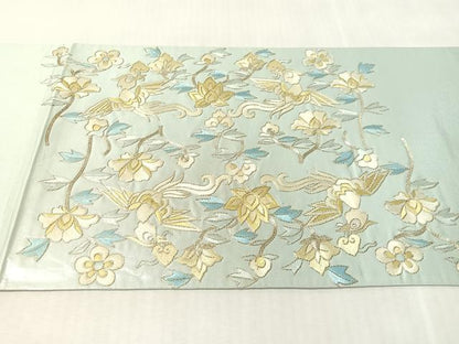 平和屋着物●西陣　川島織物　太鼓柄袋帯　総刺繍　駒刺繍　更紗花喰鳥　銀糸　正絹　逸品　未使用　CABK4712vp