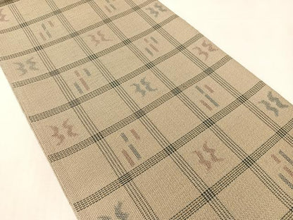 平和屋着物●両面袋帯　格子吉祥文　正絹　逸品　CABK4713vp