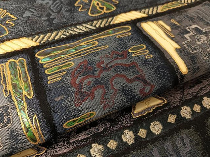 平和屋着物●螺鈿　袋帯　壁画文様　金彩　正絹　逸品　CABK4717vp