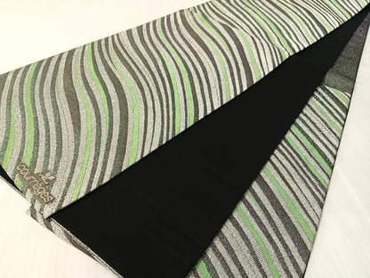 平和屋着物●六通柄袋帯　流線文　銀糸　正絹　逸品　CABK4719vp