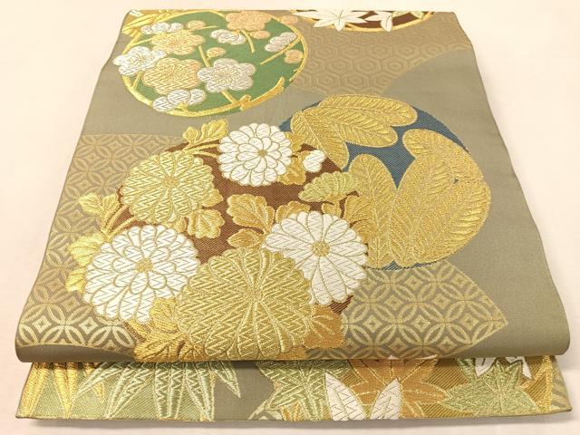 平和屋着物●西陣　川島織物　六通柄　本袋帯　松竹梅丸文　金銀糸　正絹　逸品　CABK4720vp