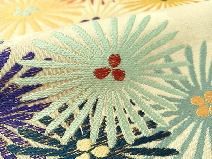 平和屋着物●龍村平蔵製　六通柄京袋帯　本袋帯　唐織　玉の茶　金糸　金糸　正絹　逸品　CABK4721vp