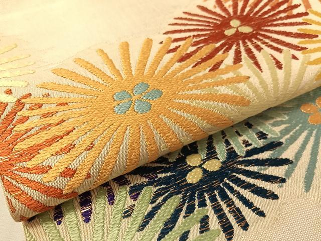 平和屋着物●龍村平蔵製　六通柄京袋帯　本袋帯　唐織　玉の茶　金糸　金糸　正絹　逸品　CABK4721vp