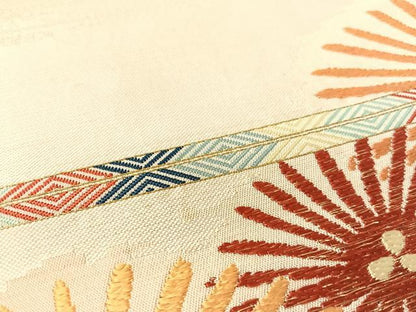 平和屋着物●龍村平蔵製　六通柄京袋帯　本袋帯　唐織　玉の茶　金糸　金糸　正絹　逸品　CABK4721vp