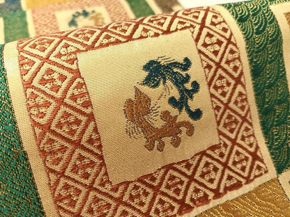 平和屋着物●九谷焼工芸作家・北村隆　六通柄袋帯　色紙石畳双鳳文　金彩　正絹　逸品　未使用　CABK4722vp