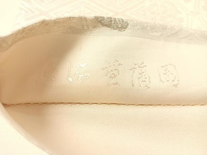 平和屋着物●六通柄袋帯　唐織　市松花丸文　銀糸　正絹　逸品　CABK4723vp