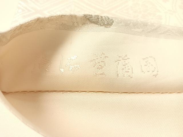 平和屋着物●六通柄袋帯　唐織　市松花丸文　銀糸　正絹　逸品　CABK4723vp