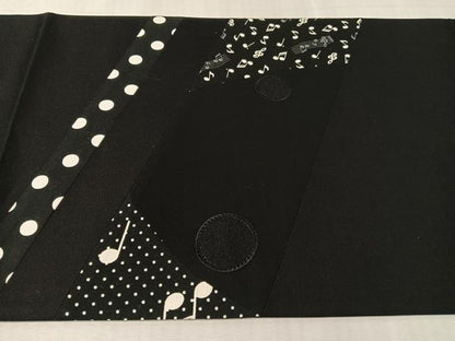 平和屋着物●太鼓柄　京袋帯　切嵌　音符　黒地　正絹　逸品　CABK4727vp