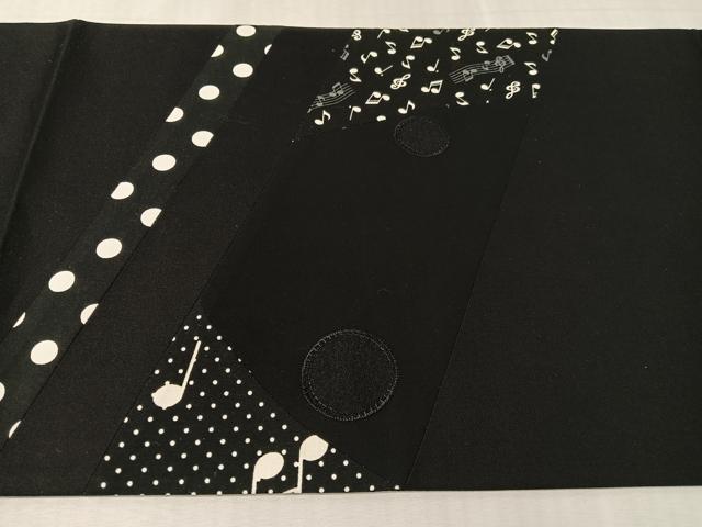 平和屋着物●太鼓柄　京袋帯　切嵌　音符　黒地　正絹　逸品　CABK4727vp