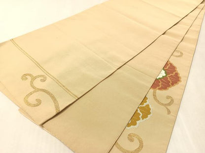 平和屋着物●爪掻き本綴れ　太鼓柄袋帯　牡丹唐草文　金銀糸　正絹　逸品　CABK4737vp