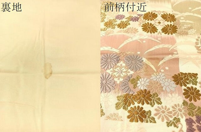 平和屋着物●六通柄袋帯　能衣装唐織　小石丸　草花丸文　金糸　正絹　逸品　CABK4740vp