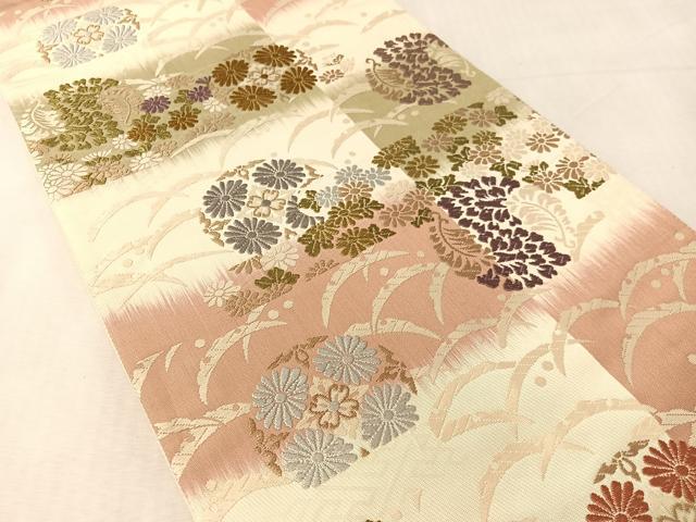 平和屋着物●六通柄袋帯　能衣装唐織　小石丸　草花丸文　金糸　正絹　逸品　CABK4740vp