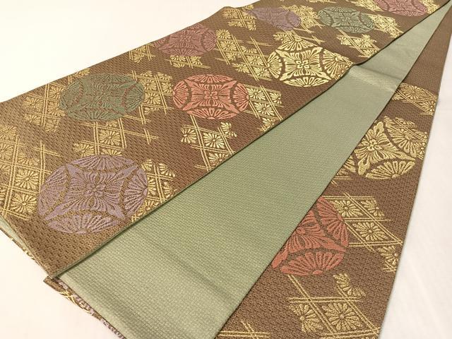 平和屋着物●六通柄袋帯　唐織　花菱丸文　金糸　正絹　逸品　CABK4742vp