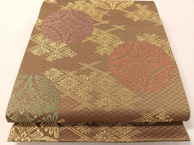 平和屋着物●六通柄袋帯　唐織　花菱丸文　金糸　正絹　逸品　CABK4742vp