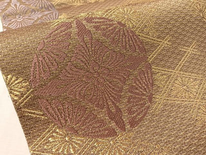 平和屋着物●六通柄袋帯　唐織　花菱丸文　金糸　正絹　逸品　CABK4742vp