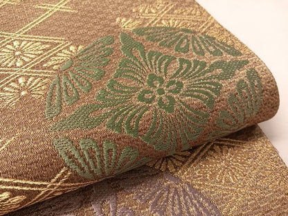 平和屋着物●六通柄袋帯　唐織　花菱丸文　金糸　正絹　逸品　CABK4742vp