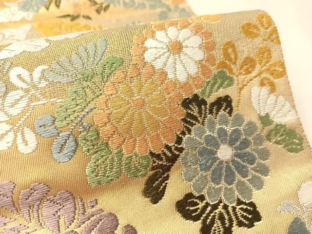平和屋着物●六通柄袋帯　唐織　七宝小そで文　金糸　引箔　正絹　逸品　CABK4745vp