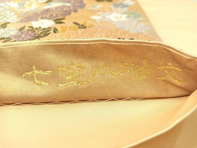 平和屋着物●六通柄袋帯　唐織　七宝小そで文　金糸　引箔　正絹　逸品　CABK4745vp