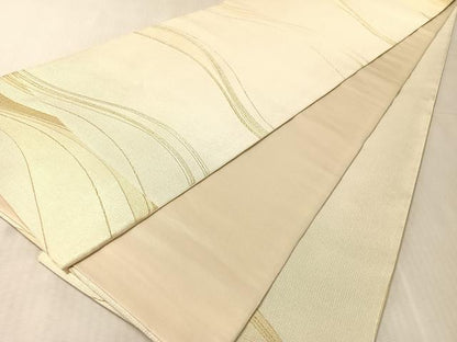 平和屋着物●六通柄袋帯　流線文　金糸　正絹　逸品　CABK4746vp