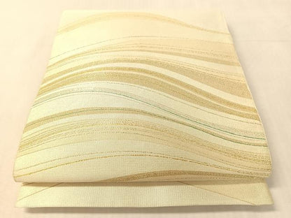 平和屋着物●六通柄袋帯　流線文　金糸　正絹　逸品　CABK4746vp