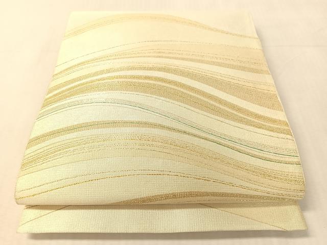 平和屋着物●六通柄袋帯　流線文　金糸　正絹　逸品　CABK4746vp