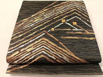 平和屋着物●六通柄袋帯　幾何学文様　金銀糸　正絹　逸品　CABK4748vp
