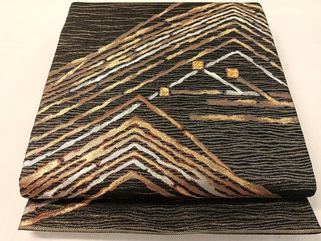 平和屋着物●六通柄袋帯　幾何学文様　金銀糸　正絹　逸品　CABK4748vp