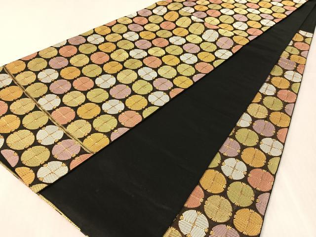 平和屋着物●六通柄袋帯　松葉丸文　金糸　正絹　逸品　CABK4750vp