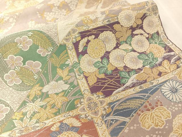 平和屋着物●六通柄袋帯草木染　蒔絵調紹巴　金銀糸　正絹　逸品　CABK4753vp