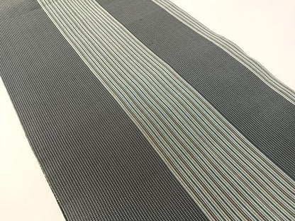 平和屋着物●両面　袋帯　総刺繍　刺し子　雪輪吉祥文　黒地　正絹　逸品　CABK4754vp