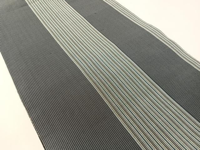 平和屋着物●両面　袋帯　総刺繍　刺し子　雪輪吉祥文　黒地　正絹　逸品　CABK4754vp