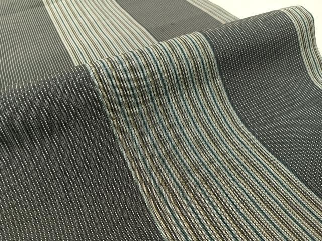 平和屋着物●両面　袋帯　総刺繍　刺し子　雪輪吉祥文　黒地　正絹　逸品　CABK4754vp